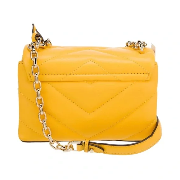 Michael Kors Cece Sunflower Yellow Quilted Leather Small Crossbody Bag NWT - Picture 4 of 11